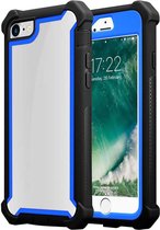 Cadorabo Hoesje geschikt voor Apple iPhone 7 / 7S / 8 / SE 2020 in BLAUW ZWART - 2-in-1 beschermhoes met TPU siliconen rand en acrylglas achterkant
