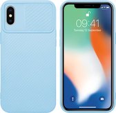 Cadorabo Hoesje geschikt voor Apple iPhone X / XS in Bonbon Licht Blauw - Beschermhoes van flexibel TPU-silicone Case Cover en met camerabescherming