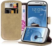 Cadorabo Hoesje geschikt voor Samsung Galaxy S3 / S3 NEO in MAT ZAND BRUIN - Beschermhoes Case Cover met standfunctie en kaartvak in retrodesign