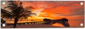 Tuinposter – Zonsondergang op het Strand met Palmbomen en Paalwoningen - 60x20 cm Foto op Tuinposter (wanddecoratie voor buiten en binnen)