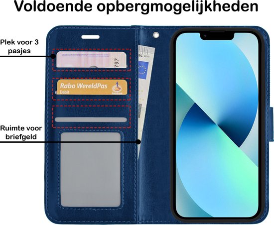 Coque pour iPhone 13 Case Book Case Wallet Cover Walletcase - Coque pour iPhone 13 Case Bookcase Case - Bleu foncé