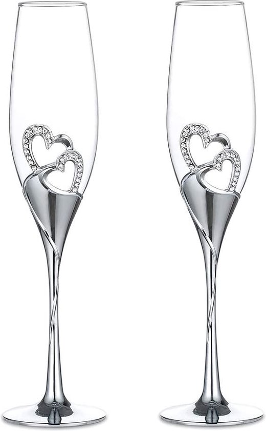 2 pcs Creative Champagne Verre Ensemble De Mariage Cristal Verres En Forme  De Coeur De Mariage Champagne Cadeau Coupé Verres Or Champagne Verres 1 #