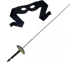 Widmann Zorro verkleed set - zwart - masker met Sabel van 60 cm - carnaval
