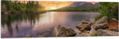 Vlag - Zonsondergang aan een Meer met Prachtige Natuur - 150x50 cm Foto op Polyester Vlag