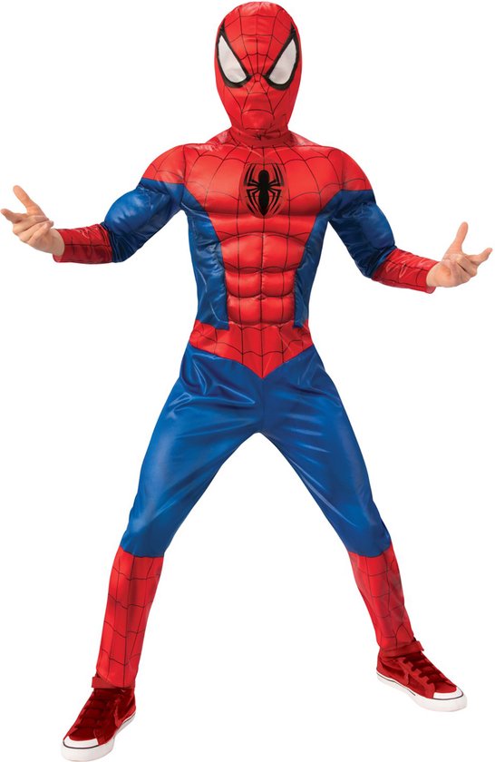 Rubies - Spiderman Kostuum - Supersterke Spierbundel Spiderman Kind Kostuum - Blauw, Rood - Maat 116 - Carnavalskleding - Verkleedkleding