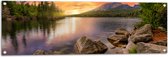 Tuinposter – Zonsondergang aan een Meer met Prachtige Natuur - 120x40 cm Foto op Tuinposter (wanddecoratie voor buiten en binnen)