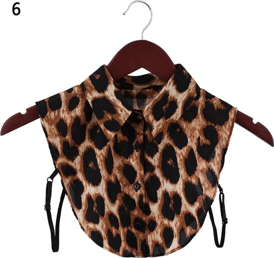 Foto: Losse kraag panterprint panter tijger print leopard blouse kraagje nep los kraagje zwart zand beige verstelbaar dh collection