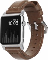 Nomad Horlogeband geschikt voor Apple® Watch - 49/45/44 mm - Traditional - Bruin / Zilver