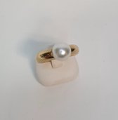 Geelgouden damesring - 14 karaat – parel - sale Juwelier Verlinden St. Hubert - van €1650,= voor €1349,=