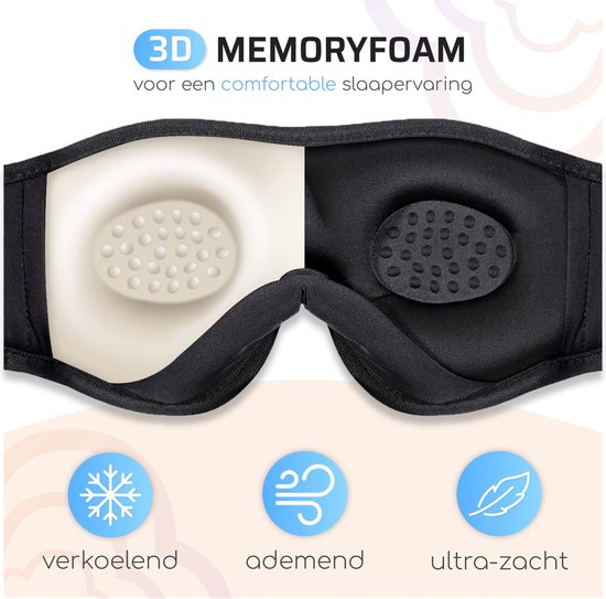 SleepiezZ® Slaapmasker 3D PRO - Bluetooth Speakers - Traagschuim - Oogmasker Slaap - 100% verduisterend - Voor mannen en vrouwen