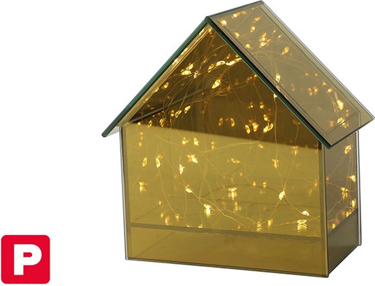 Spiegelbox Huis LED Timer Elite Goud M
