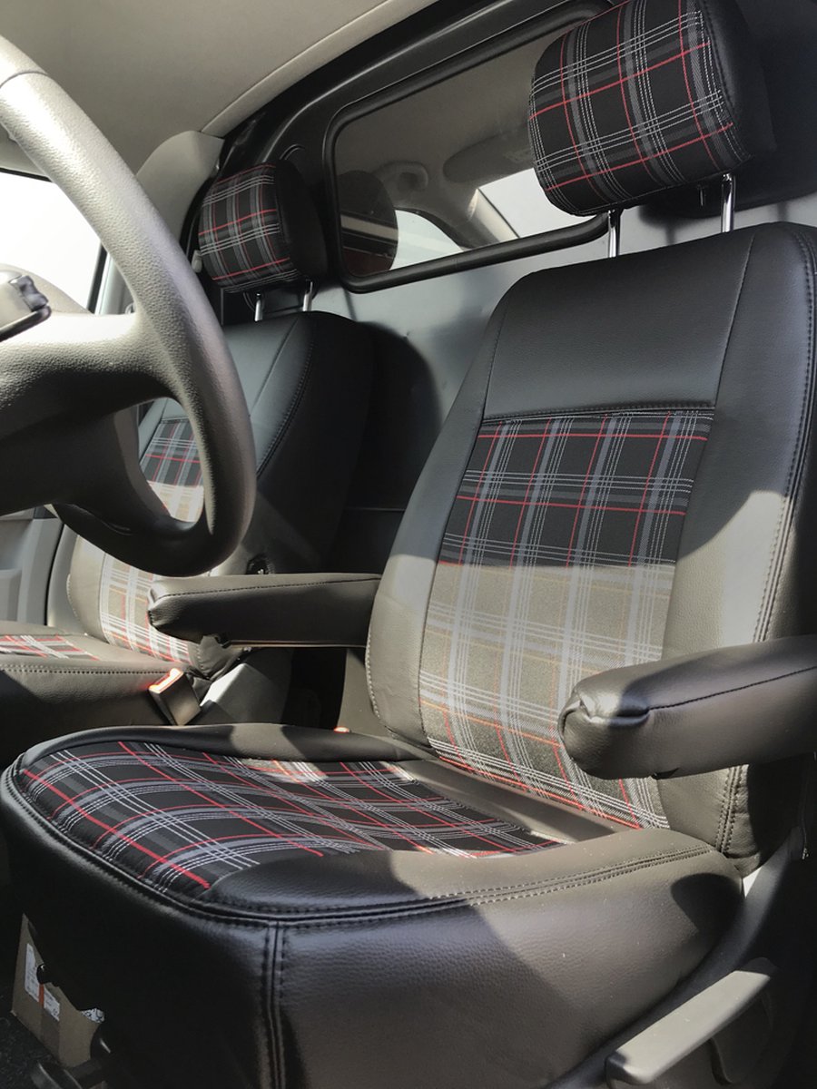 Pasvorm stoelhoezen Volkswagen T6 2015-heden (geschikt voor 2 stoelen) - Kunstleer en stof