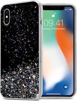 Cadorabo Hoesje geschikt voor Apple iPhone X / XS in Zwart met Glitter - Beschermhoes van flexibel TPU silicone met fonkelende glitters Case Cover Etui