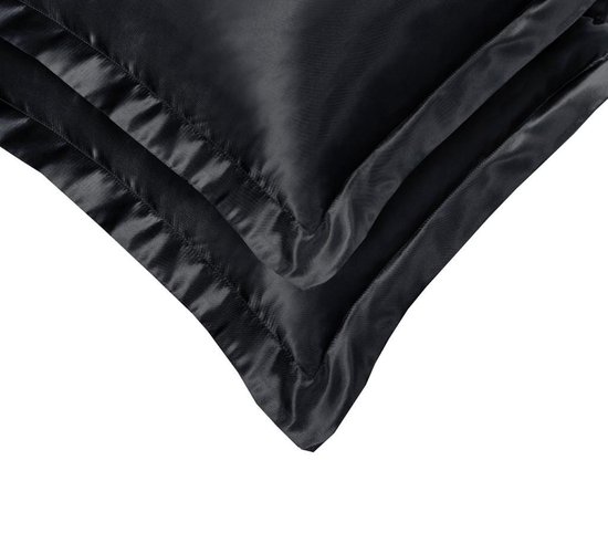 Beauty Silk - kussensloop satijn- 60x70CM- 2 stuks- zwart