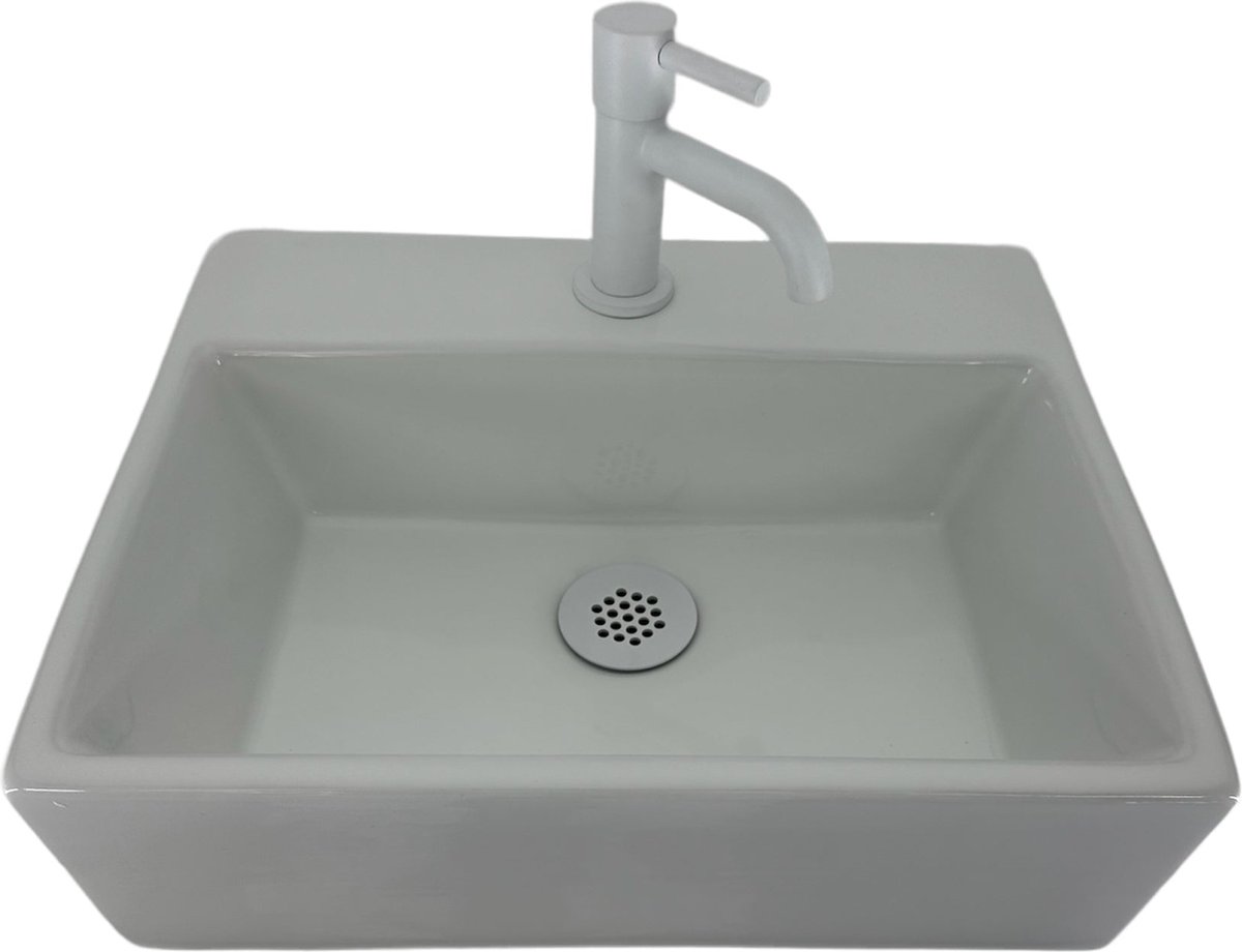 Fonteinset Latta L'aqua Keramisch met Mat wit kraan en sifon