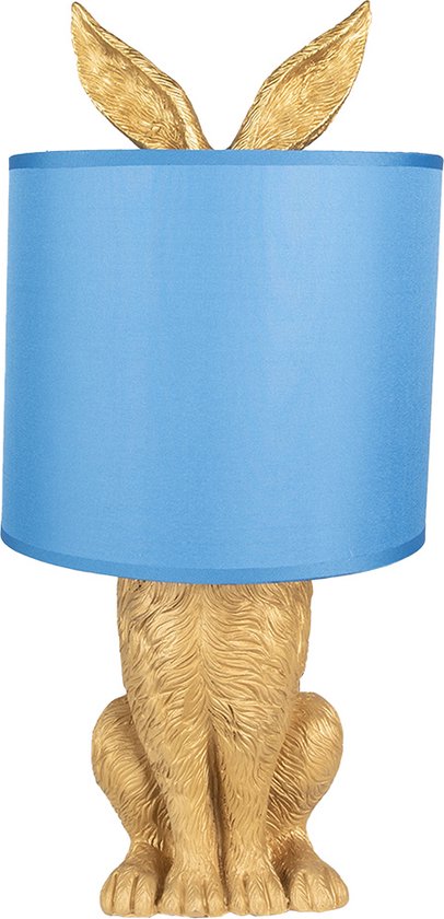 Clayre & Eef Tafellamp Konijn Ø 20x43 cm Goudkleurig Kunststof Bureaulamp