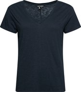 T-Shirt Femme Superdry Studios Slub Emb Vee Tee - Bleu Foncé - Taille XS
