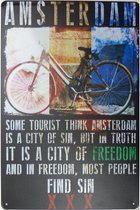 Wandbord Steden - Amsterdam It Is A City Of Freedom