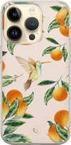 Hoesje geschikt voor iPhone 14 Pro - Tropical fruit - Soft Case - TPU - Print - Oranje - ELLECHIQ