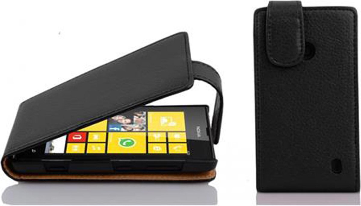 Cadorabo Hoesje geschikt voor Nokia Lumia 520 / 521 in ZWARTE OXIDE - Beschermhoes in flip-design Case Cover van getextureerd imitatieleer