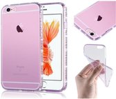 Cadorabo Hoesje geschikt voor Apple iPhone 6 / 6S in TRANSPARANT PAARS - Beschermhoes gemaakt van flexibel TPU-silicone in een strasontwerp