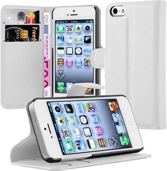 Coque Cadorabo pour Apple iPhone 5 / 5S / SE 2016 en BLANC ARCTIQUE - Pochette de protection avec fermeture magnétique