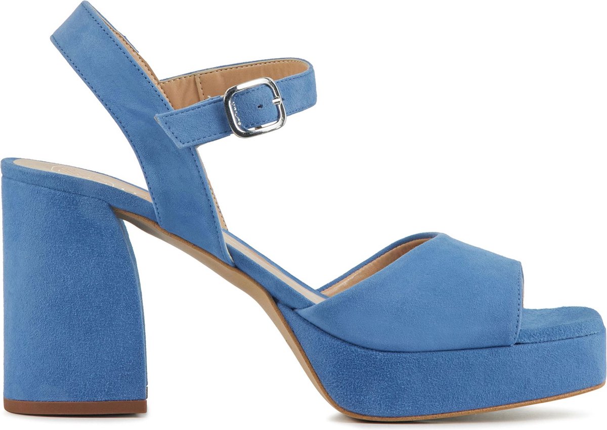 Unisa Sandalen Dames / Damesschoenen - Suède - Plateauhak hoogte 8 cm - Odran sue - Blauw - Maat 39