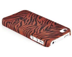 Cadorabo Hoesje geschikt voor Apple iPhone 4 / 4S met BROWN TIGER opdruk - Hard Case Cover beschermhoes in trendy design