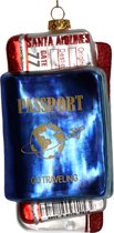 Kersthangers - Ornament Passport Glass Blue 14cm