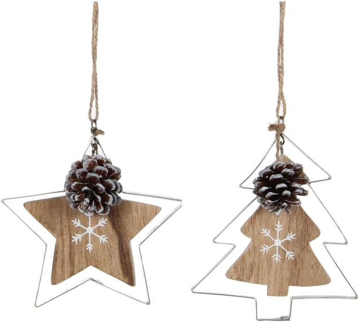 Kersthangers - Ornament Ster Boom L.bruin 2 Keuzemogelijkheden - L11xb11xh1cm