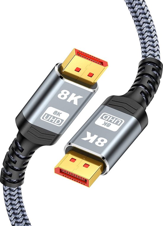Displayport Kabel - 1.4 – 8K 60Hz - 2 Meter - 4K 144 Hz - 32.4GBps - DP- Kabel Voor... | bol.com