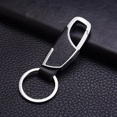 Sleutelhanger - Nieuwe Mode - Auto Sleutelhanger - Mannen En Dames - Lederen Taille Opknoping Sleutelhanger - Metalen Sleutelhanger - Cadeau - Gift - Zilver/Zwart kleur