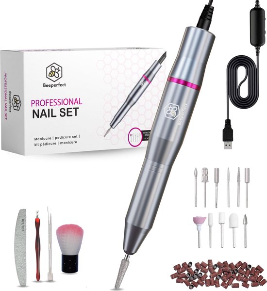 2. Beeperfect® Elektrische Nagelvijl Nagelfrees Manicure zilver , paars