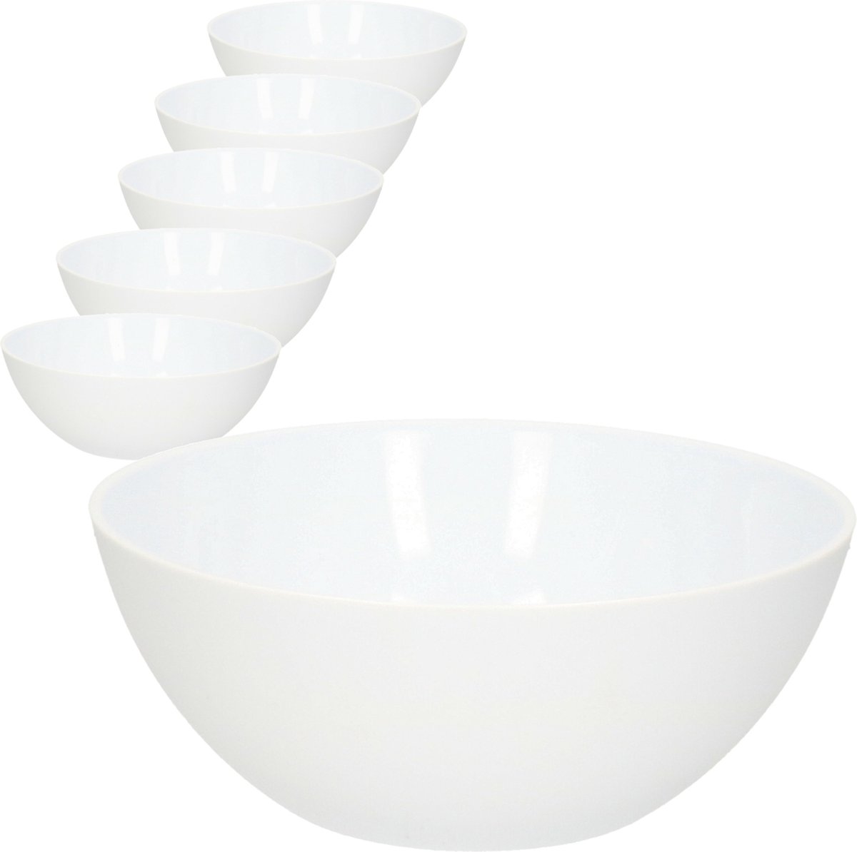 Plasticforte Serveerschaal/saladeschaal - 8x - D20 x H8 cm - kunststof - wit