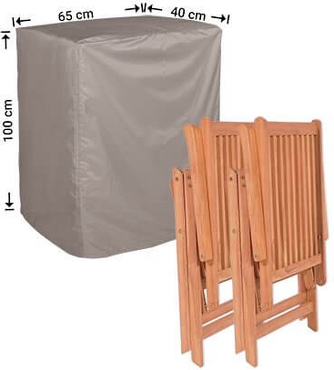 Raffles Covers Tuinstoelhoes - 40 x 65 H: 100 cm - RFOLD40 - Waterdicht - Ademend - UV-bestendig - Elastisch rijgkoord - Beschermhoes tuinmeubelen Taupe
