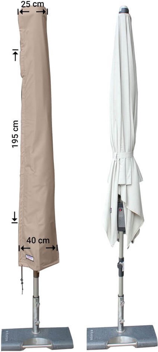 Raffles Covers Parasolhoes - Hoog: 195 cm - RUS195 - Waterdicht - UV-bestendig - Rits en stok - Trekkoord - Parasolhoes voor staande parasol