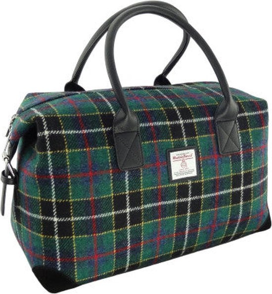 Glen Appin Harris Tweed Overnight Bag Esk Tartan vert foncé - Fabriqué en Écosse