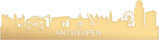 Skyline Antwerpen Goud Metallic - 120 cm - Woondecoratie - Wanddecoratie - Meer steden beschikbaar - Woonkamer idee - City Art - Steden kunst - Cadeau voor hem - Cadeau voor haar - Jubileum - Trouwerij - WoodWideCities