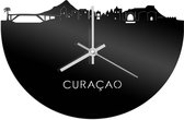 Skyline Klok Curaçao Zwart Glanzend - Ø 40 cm - Stil uurwerk - Wanddecoratie - Meer steden beschikbaar - Woonkamer idee - Woondecoratie - City Art - Steden kunst - Cadeau voor hem - Cadeau voor haar - Jubileum - Trouwerij - Housewarming -