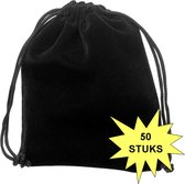 Fako Bijoux® - Fluweel Cadeau Zakjes - Velours - 7x9cm - Zwart - 50 Stuks