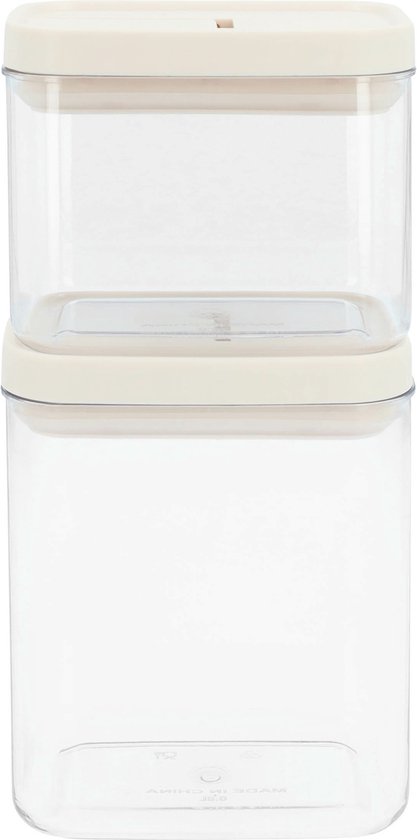 Bocaux de conservation Krumble - Set de 4 - 1300 ml - Conservation des Aliments - Bocaux de Conservation - Couvercle Hermétique - Boîtes de Bidons alimentaires - Boîte Fraîcheur - Passe au Lave-Vaisselle - Plastique - Transparent - Beige