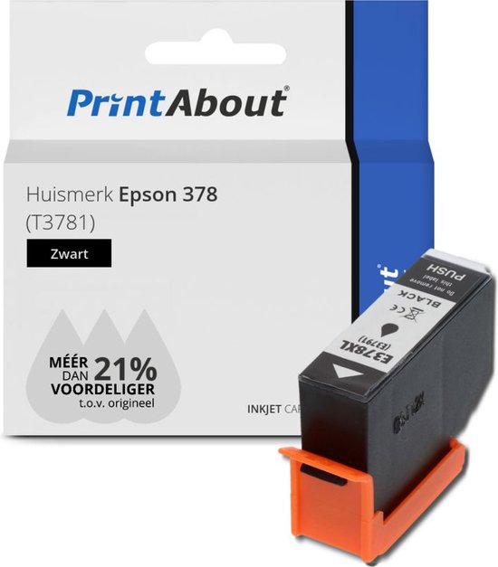 Printabout Huismerk Inktcartridge 378 T3781 Zwart Geschikt Voor Epson 5202