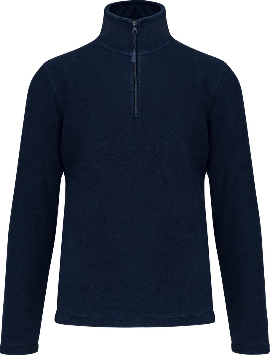 Fleecevest ‘Enzo’ met ritskraag merk Kariban Donkerblauw Limoengroen