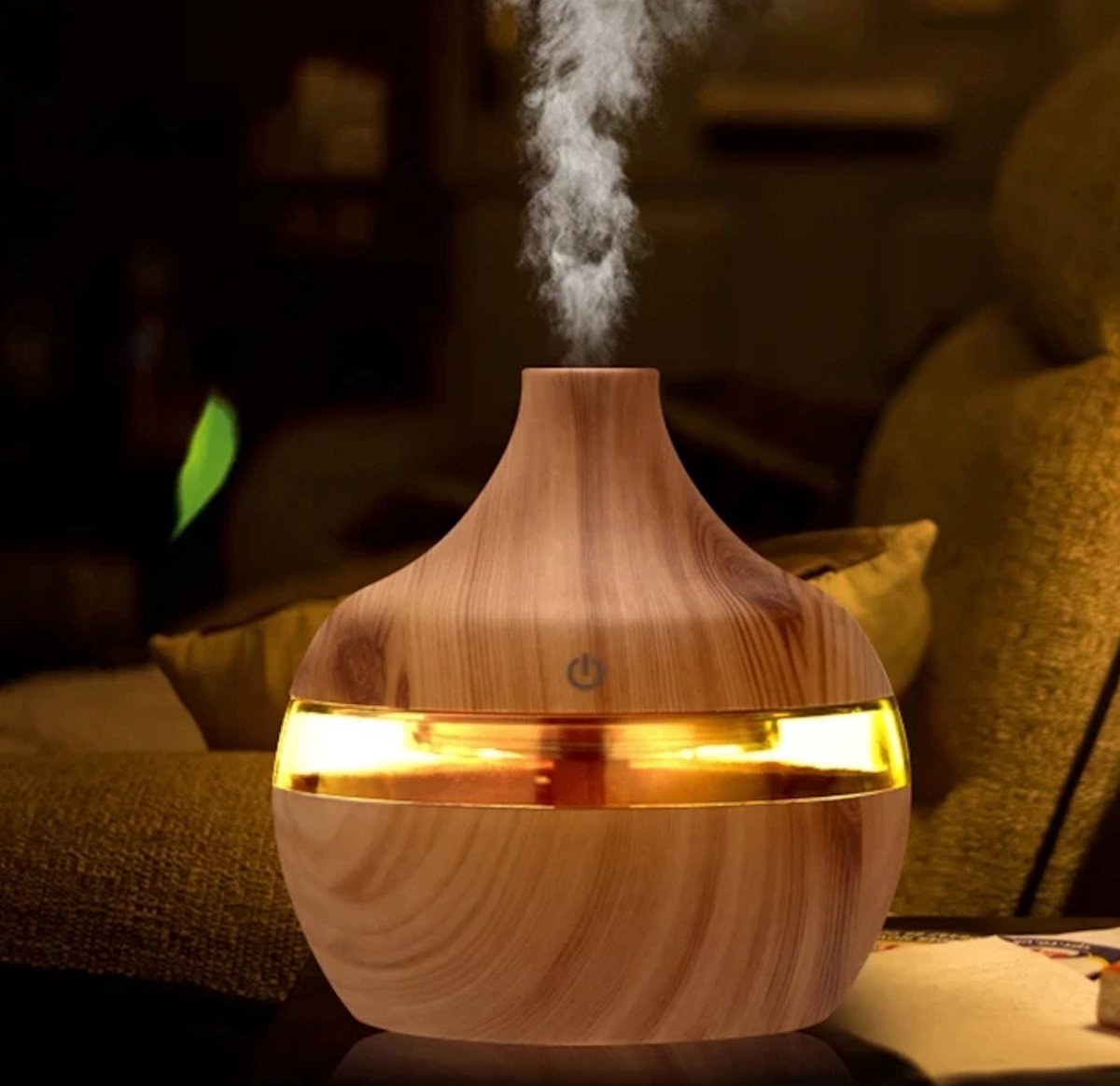 Saengq® - Elektrische Luchtbevochtiger - Luxe Hout - Elektrische Aroma Diffuser - Led Licht