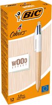 Pen Bic Wood Effect 0,32 mm Multicolour (12 Stuks)