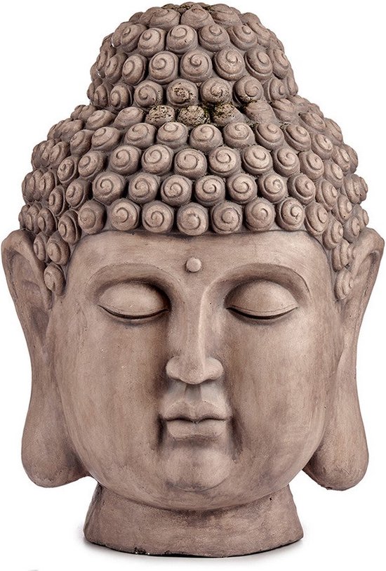 Decoratief tuinfiguur Boeddha Kop Grijs Polyresin (45,5 x 68 x 48 cm