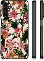 Leuk TPU Back Case Geschikt voor Samsung Galaxy A14 5G Telefoon Hoesje met Zwarte rand Bloemen