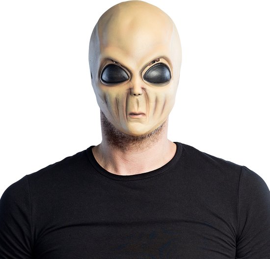 Foto: Boland latex hoofdmasker wrinkly alien volwassenen alien halloween en horror sciencefiction