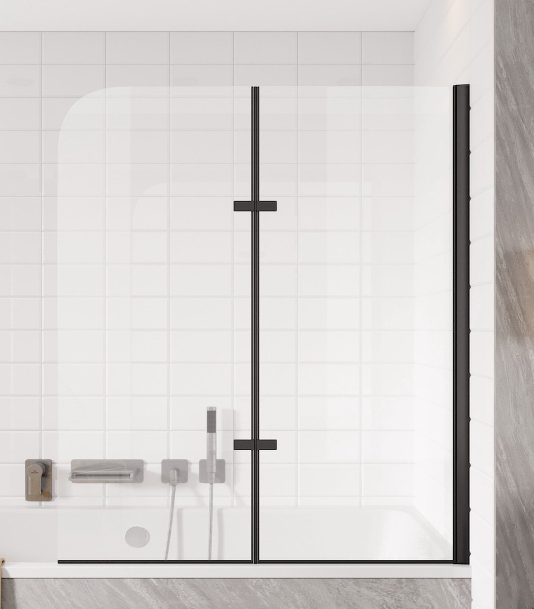 Ben Romero 3.0 Badwand 125x140 cm Mat Zwart Helder Glas
