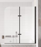 Badplaats Badwand Austin 110 cm x 140 cm - Zwart - Pare-baignoire orientable épaisseur 5 mm - Verre de sécurité et Anti-calcaire